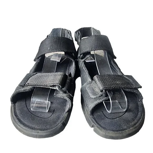 ECCO Sandals Genuine Leather Adjustable Comfortable Black Big Kids 3.5 US - Picture 2 of 11